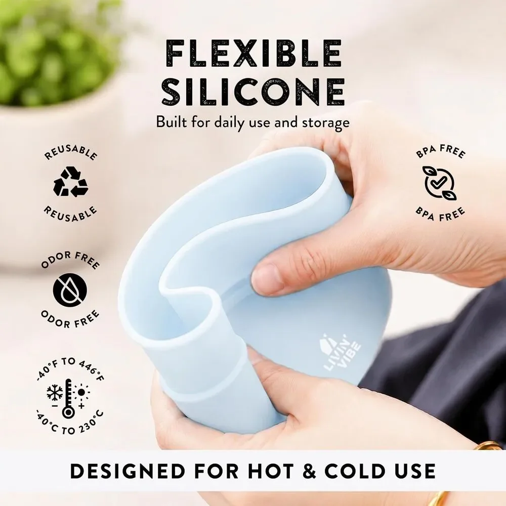 Silicone Food Storage Containers Set of 2 Airtight Lids Light Blue 16.9 & 33.8oz